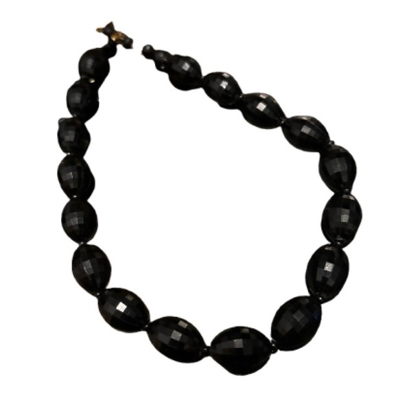Elegant Black Bead Necklace - vintage 16” - Picture 2 of 9